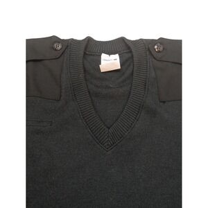 Logistik Wool V-Neck Military‎ Sweater Made in Canada Epaulettes Army Pullover